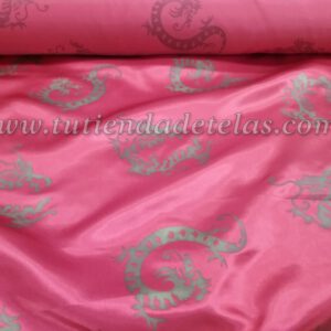 Raso rojo dragón dorado