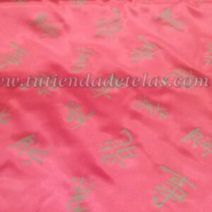 Raso rojo letra china dorada