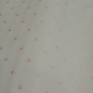 Tela Pique blanco bodoque rosa