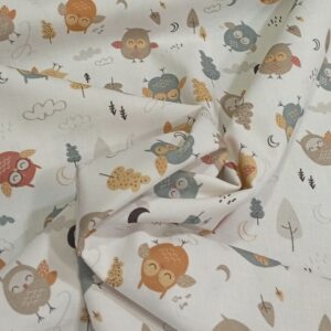 Tela algodón estampado FRIDAYS17 Buhos