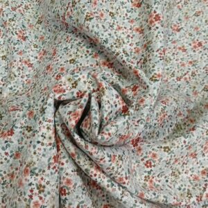 Tela viyela floral VERSALLES Verde/Salmón13407